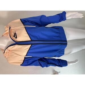 S Nike Blue Peach Windbreaker Hooded Jacket Retro Sporty Streetwear